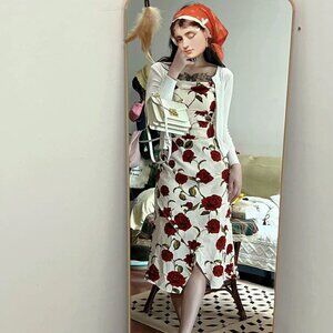 Free Gift! 🎁New Summer Floral Bodycon Spaghetti Strap Midi Dress